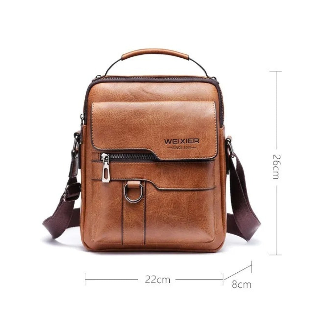 Bolsa de ombro masculina,Couro legítimo,Bolsa em couro,Weixier James Powell,Estilo masculino,Elegância em acessórios,Organização inteligente,Praticidade em viagens,Bolsa funcional,Sofisticação em couro,Alça ajustável,Design exclusivo,Durabilidade em acessórios,Espaço amplo,Compartimentos bem projetados,Estilo distinto,Luxo em couro,Visual masculino sofisticado,Acessório versátil,Conforto e funcionalidade