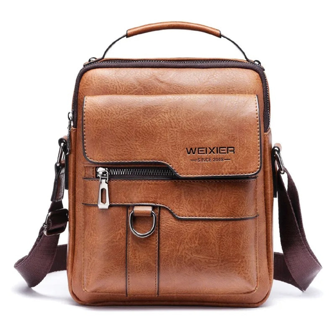 Bolsa de ombro masculina,Couro legítimo,Bolsa em couro,Weixier James Powell,Estilo masculino,Elegância em acessórios,Organização inteligente,Praticidade em viagens,Bolsa funcional,Sofisticação em couro,Alça ajustável,Design exclusivo,Durabilidade em acessórios,Espaço amplo,Compartimentos bem projetados,Estilo distinto,Luxo em couro,Visual masculino sofisticado,Acessório versátil,Conforto e funcionalidade