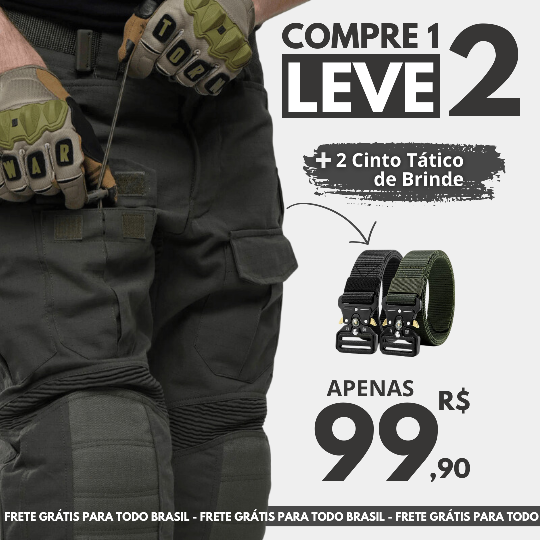 [COMPRE 1 LEVE 2] Calça Tática Militar® + 2 Cintos de Brinde